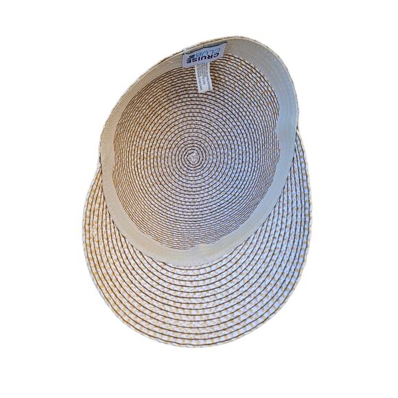 Cruise Line Straw Visor Hat Brown White Woven Beach Sun Protection - Picture 3 of 5